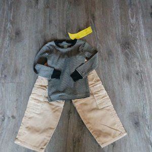 2T Boys Set Oshkosh Cargo Courdy's and Carters Stripe shirt